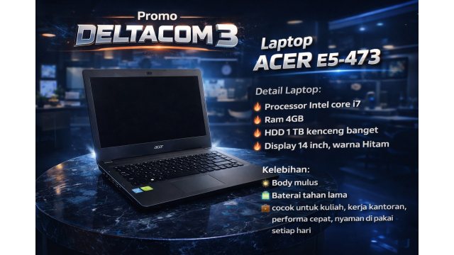 Acer E5-473 Processor Intel Core i7 gen 4, RAM 4GB, HDD 1TB, Display 14inc, Warna Abu Tua