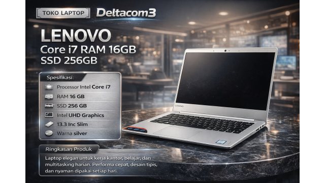 Lenovo 710S-13ISK PROCESSOR INTEL CORE i7 gen 6, RAM 16GB,SSD 256GB, Display 13inc, Warna Silver