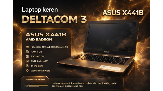 Asus X441 Processor AMD A4, RAM 4GB, HDD 160GB, Display 14inc, Coklat Emas