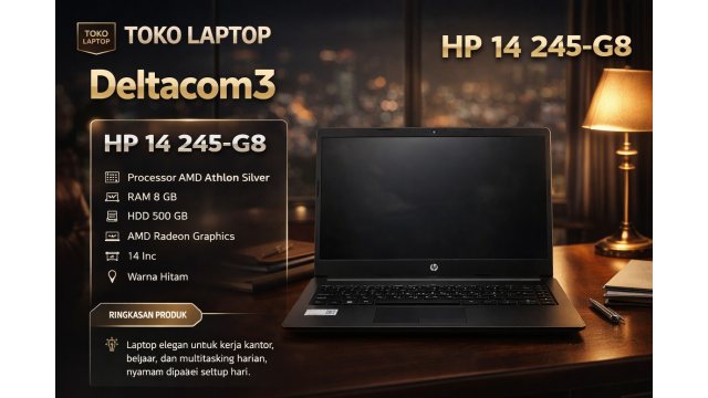 HP 245 G8 Processor AMD Athlon, RAM 8GB, HDD 500GB, Display 14inc, Warna Abu2