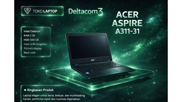 Acer A311 Processor Intel Celeron, Ram 2gb, hdd 500gb, Display 11inc, Warna Hitam