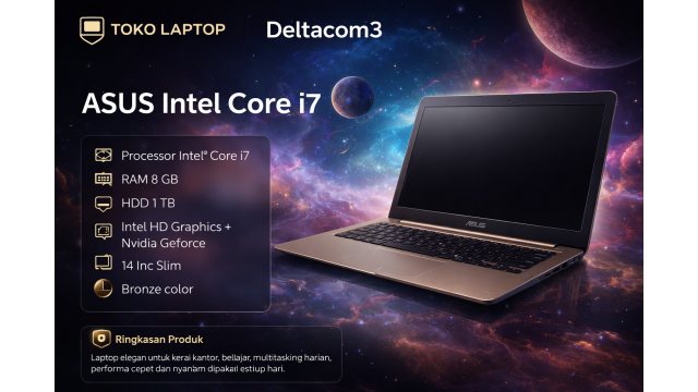 ASUS K401 PROCESSOR INTEL CORE i7 gen 7, VGA, RAM 8GB, HDD 1TB, Display 14inc, Warna Silver
