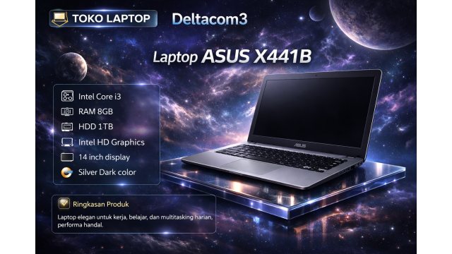 ASUS X441 Processor Intel Core i3 gen 7, RAM 8GB, HDD 1TB, Display 14inc, Warna Silver