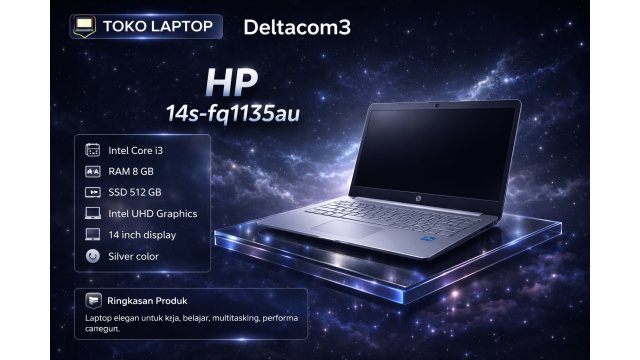 HP TPN-Q242 Processor Intel i3 gen 12, RAM 8GB, SSD 512GB, Display 14inc, Warna Silver, Keyboard Backlight