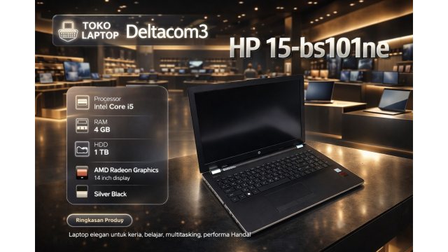 HP TPN-C129 Processor Intel Core i5 gen 8, RAM 4GB, 1TB, Display 15inc, Warna Silver Hitam